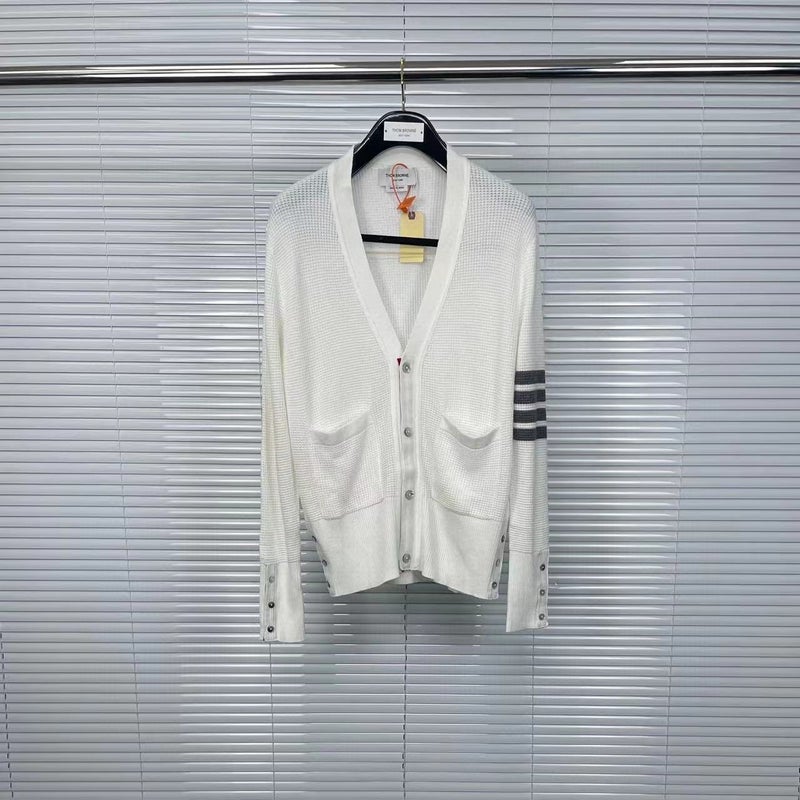 Tb Tom Waffle V-Neck Cardigan Men'S And Women'S Same Casual Comfortable All-Match Cardigan - Image 4
