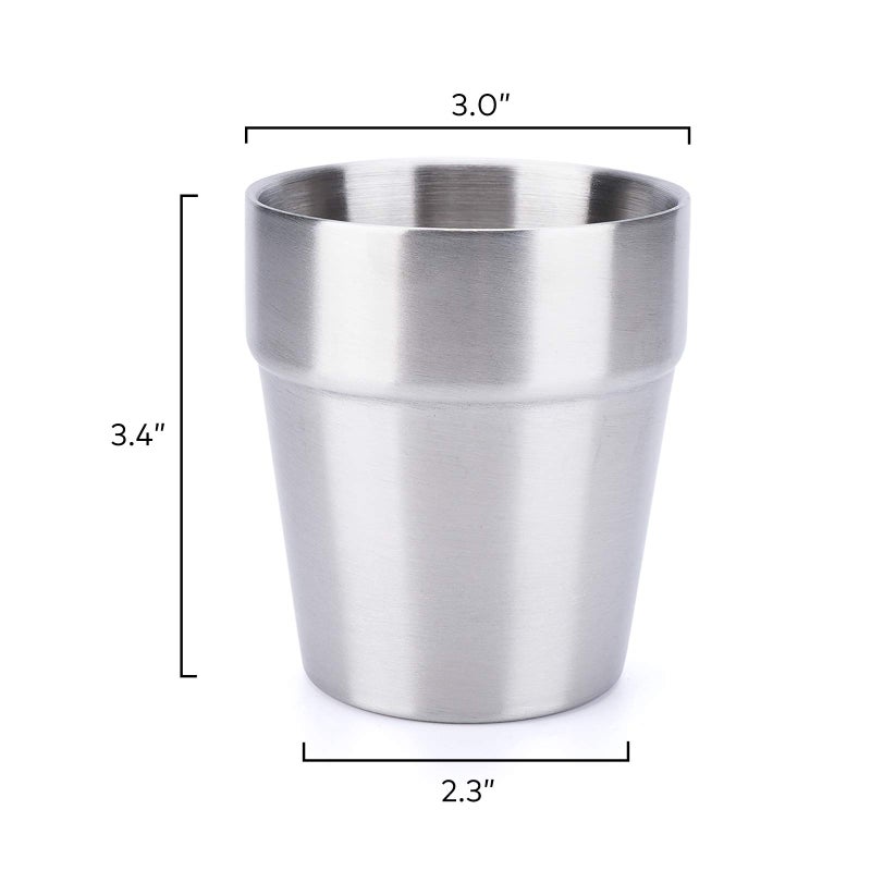 Beasea Stainless Steel Cups 8 oz, Metal Drinking Cups Set of 4, Stackable Stainless Steel Cups Double Wall Small Cup Insulated Drinking Cups Glasses for Home Restaurant Party Camping - Image 2