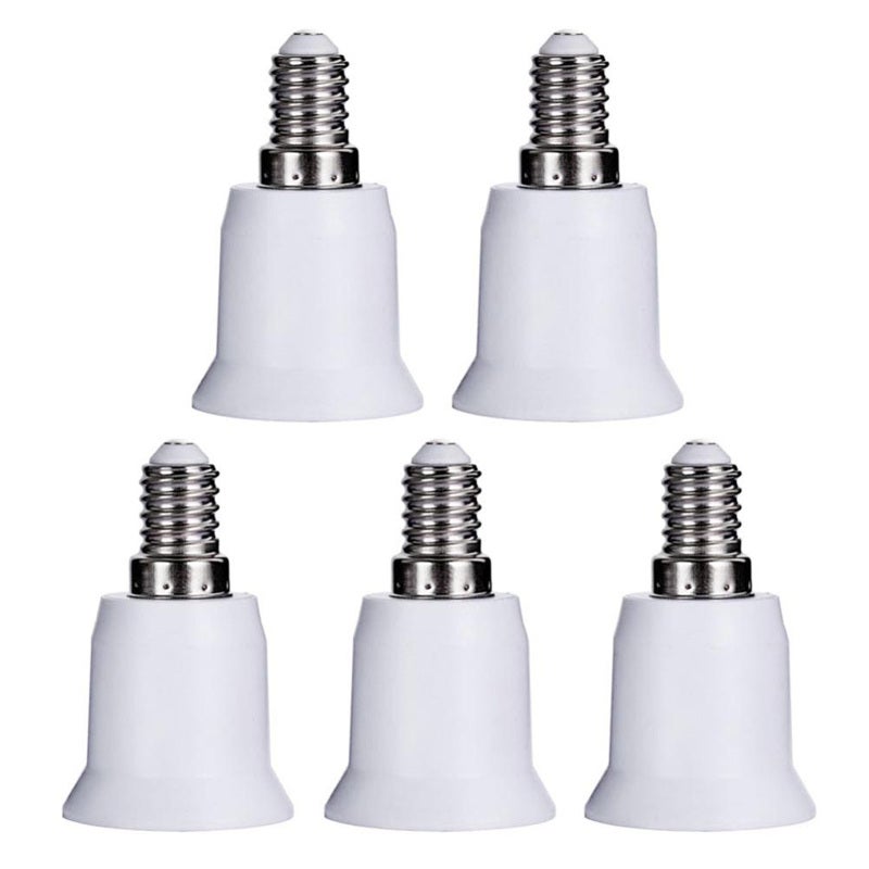 Bulb Base Adapter: 5PCS White PBT Fireproof Copper Material - Multi-Voltage 110V-240V Compatible Bulb Base Converter for Ceiling Fans Candelabra Sockets LED Non-LED Bulbs - Image 1