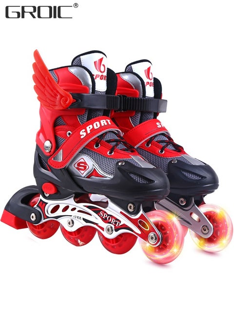 Adjustable Toddler Kids Roller Skates with Light Up Wheels，Professional Inline Skating Shoes, 8 Lighting Wheel Comfort Skate Shoes,Kids Roller Skates
