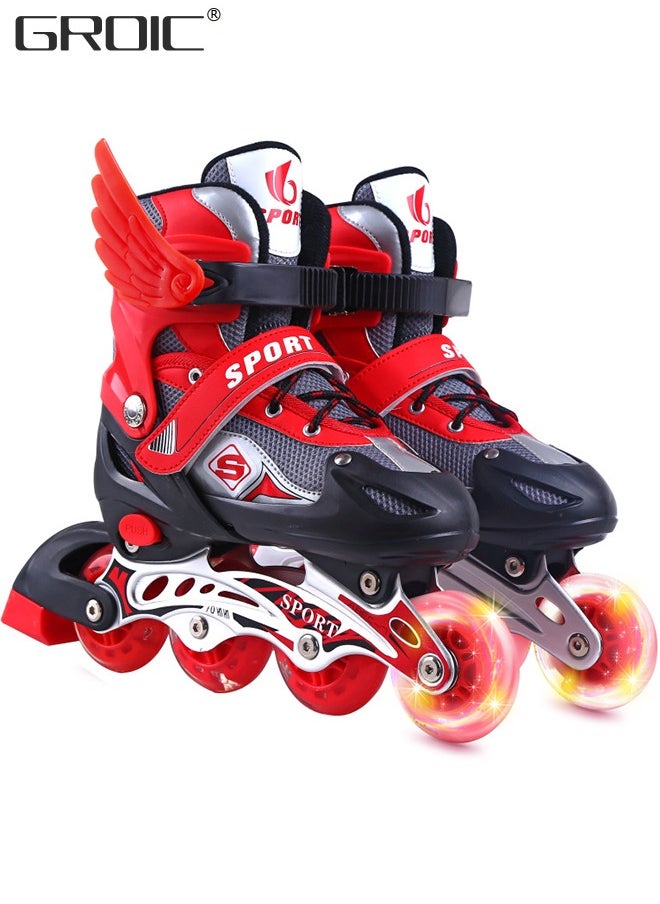 GROIC - Adjustable Toddler Kids Roller Skates with Light Up Wheels，Professional Inline Skating Shoes, 8 Lighting Wheel Comfort Skate Shoes,Kids Roller Skates - Image 1