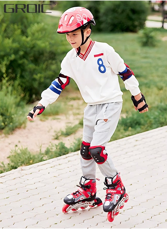 GROIC - Adjustable Toddler Kids Roller Skates with Light Up Wheels，Professional Inline Skating Shoes, 8 Lighting Wheel Comfort Skate Shoes,Kids Roller Skates - Image 1