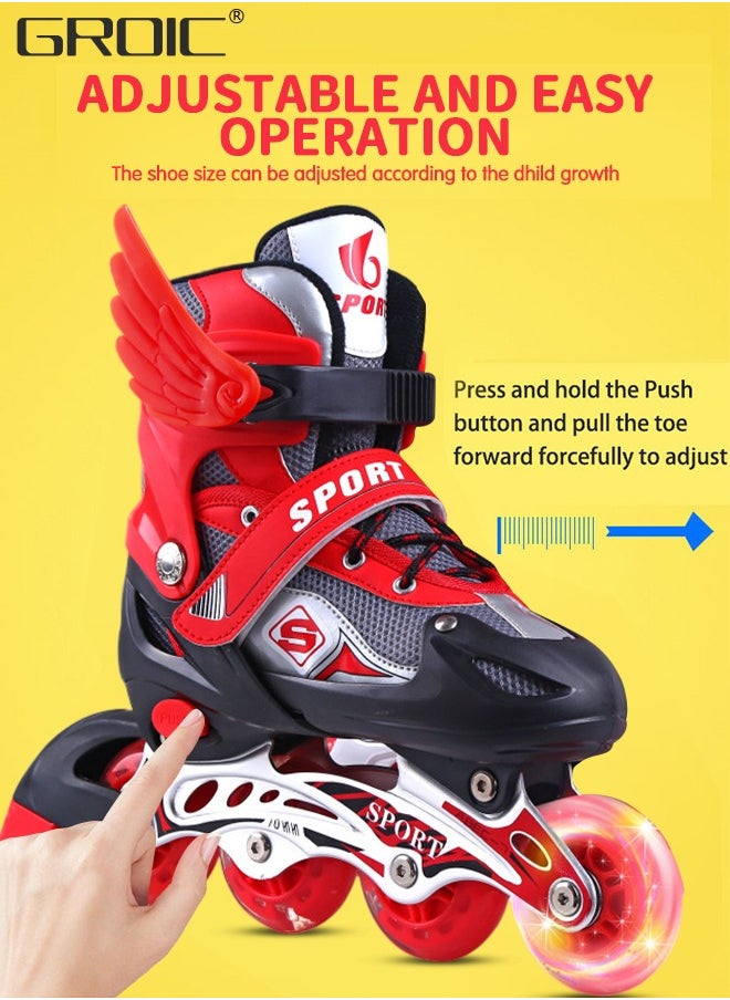 GROIC - Adjustable Toddler Kids Roller Skates with Light Up Wheels，Professional Inline Skating Shoes, 8 Lighting Wheel Comfort Skate Shoes,Kids Roller Skates - Image 1