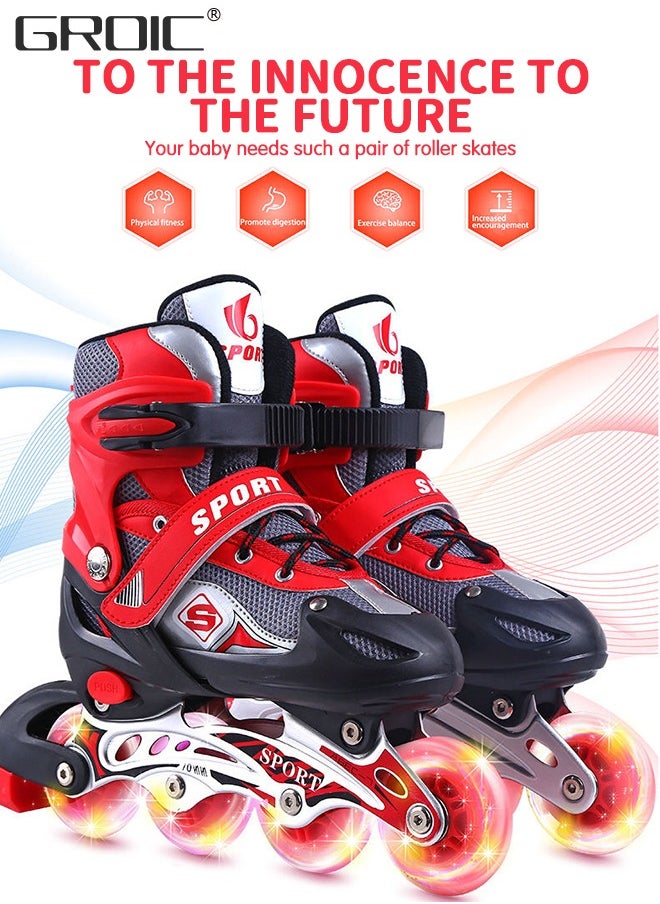 GROIC - Adjustable Toddler Kids Roller Skates with Light Up Wheels，Professional Inline Skating Shoes, 8 Lighting Wheel Comfort Skate Shoes,Kids Roller Skates - Image 1