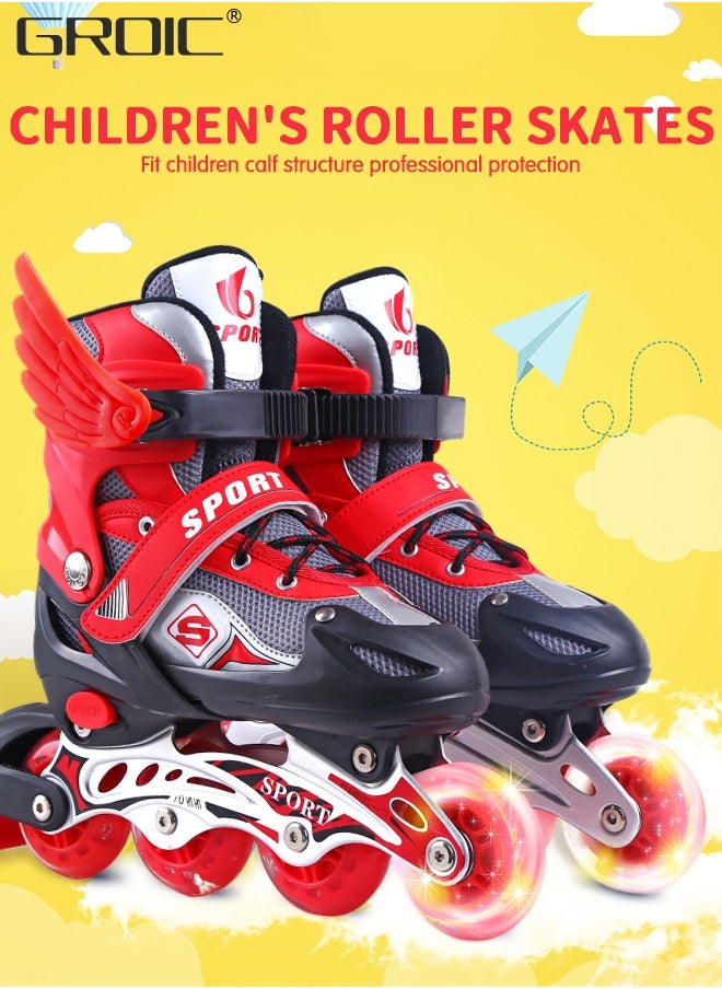 GROIC - Adjustable Toddler Kids Roller Skates with Light Up Wheels，Professional Inline Skating Shoes, 8 Lighting Wheel Comfort Skate Shoes,Kids Roller Skates - Image 1