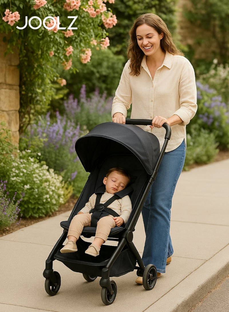 AER+ Lightweight Compact Travel Stroller – One-Hand Quick Fold, XXL Sun Hood, Adjustable Recline, Ultra Durable, Comfortable & Travel-Friendly – Supports Up to 50 lbs – Space Black