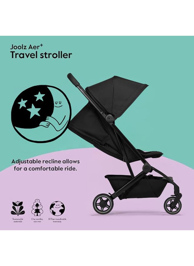 JOOLZ AER+ Lightweight And Compact Travel Stroller, Up to 50 lb), XXL Sun Hood, Space Black  - Image 5