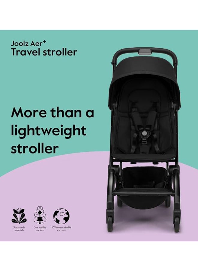 JOOLZ AER+ Lightweight And Compact Travel Stroller, Up to 50 lb), XXL Sun Hood, Space Black  - Image 4