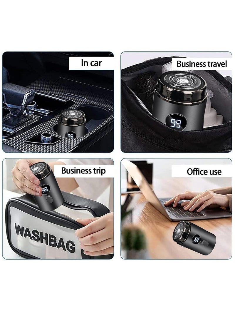 ماكينة حلاقة كهربائية صغيرة للرجال، ماكينة حلاقة للوجه محمولة للسفر، ماكينة حلاقة جافة ورطبة ومقاومة للماء، ماكينة تشذيب اللحية، شحن USB لاسلكي، ماكينة تشذيب شعر الوجه للرجال والمراهقين والأولاد - Image 2