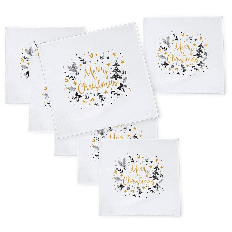 Khakee 6 Pcs Christmas Theme Tafta Silk Table Napkins 10x 10 for Xmas Decoration Christmas OrnamentsChristmas Gift npxmas192P - Image 1