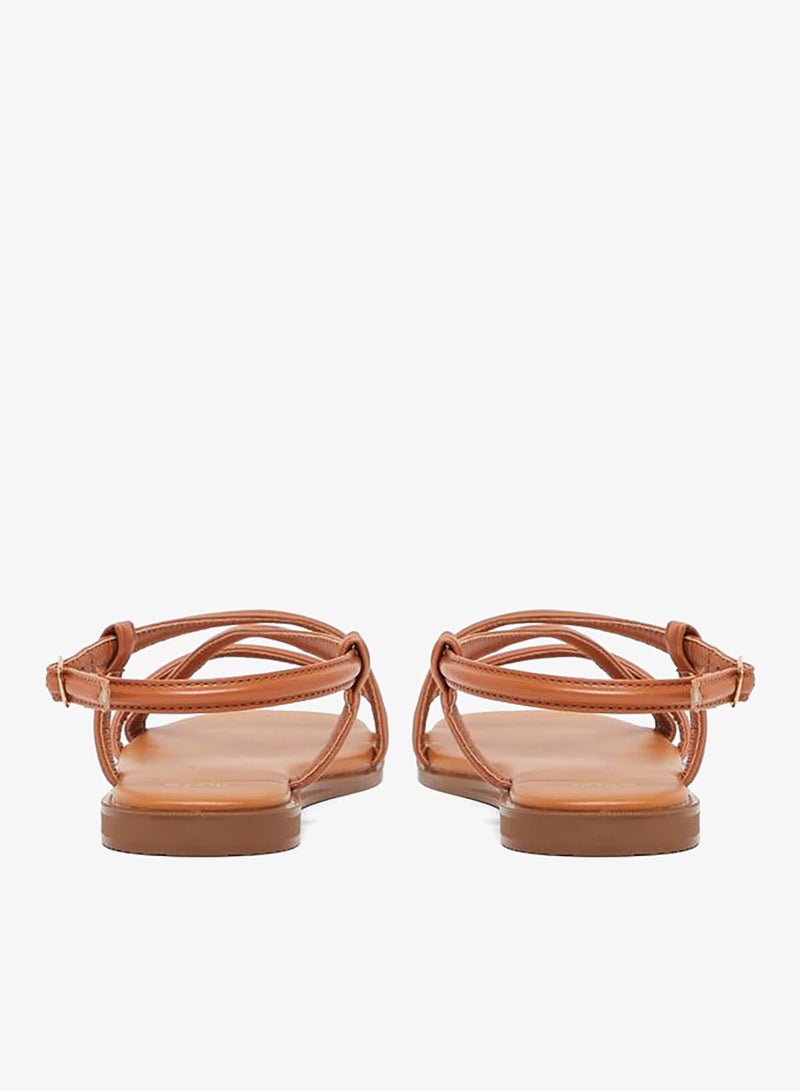 Styli Women Tan Strappy Flat Sandals - Image 3