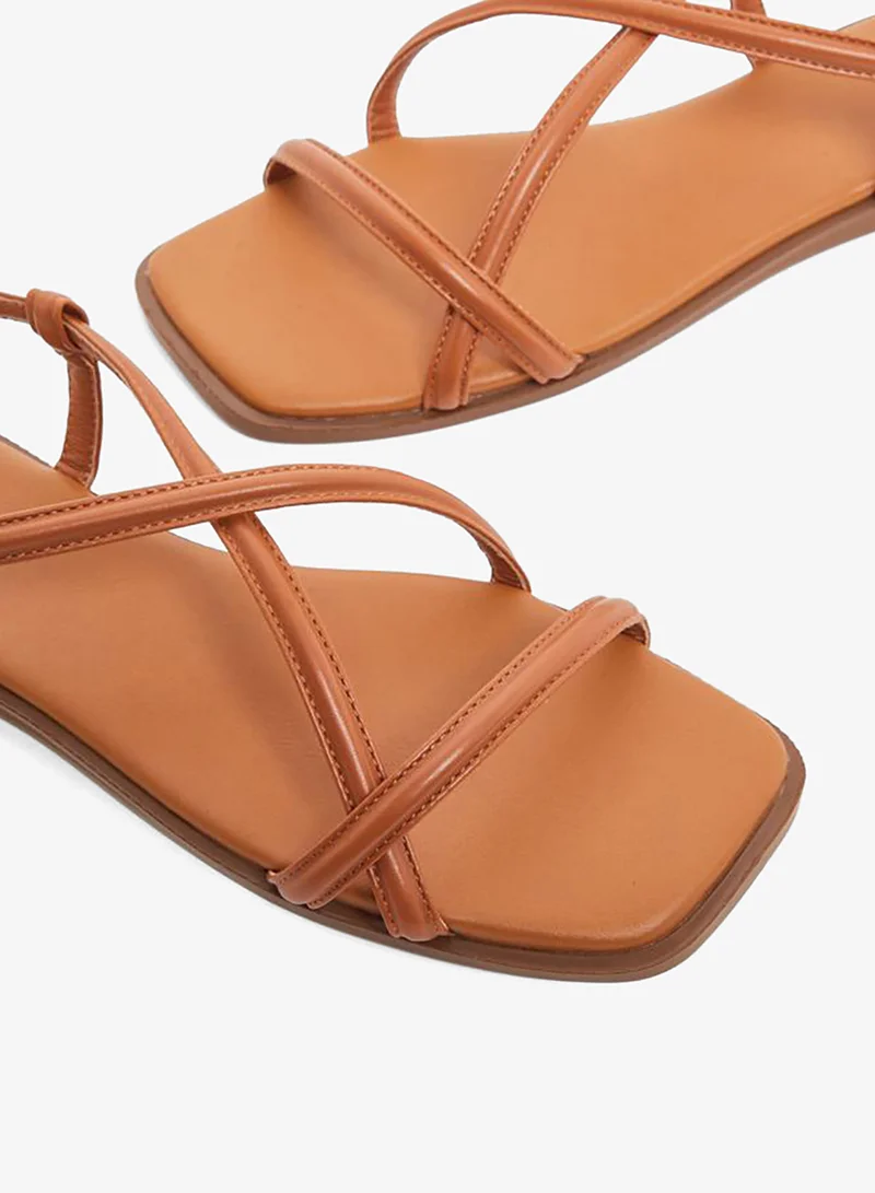 Styli Women Tan Strappy Flat Sandals