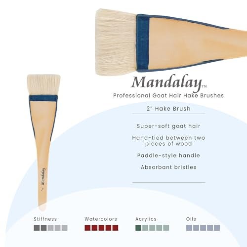 Creative Mark Mandalay Professional Goat Hair Hake Brush - 2" Wide Paint Brush with Paddle Handle for Professional Artists - Soft Natural Bristles Ideal for Sumi-e and Color Washes - Image 2