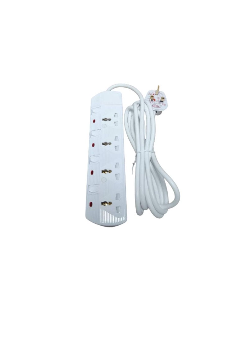 RR ESMA Approved Universal Power Extension Socket with Individual Neon Light Switches - 13A Plug 250V (4 Way - 3 Mtr Cable) - Image 2