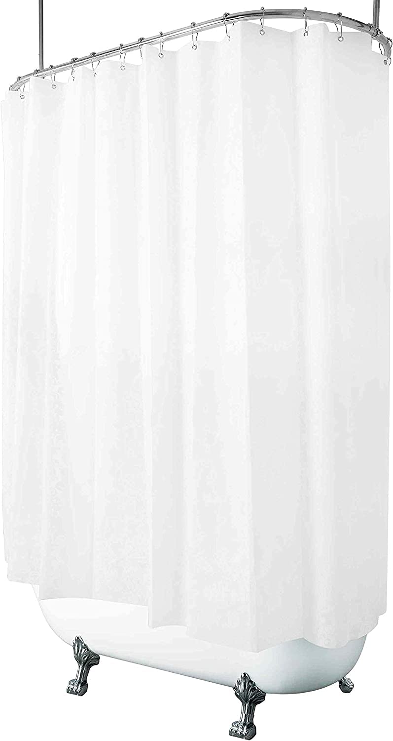 DeMediocre Clawfoot Tub Shower Curtain 180x70 Inch White Liner All Warp Around Extra Wide 36 Metal Hooks Vinyl Bath Curtain for Clawfoot Stand Up Tub Bathroom PEVA Waterproof Liner
