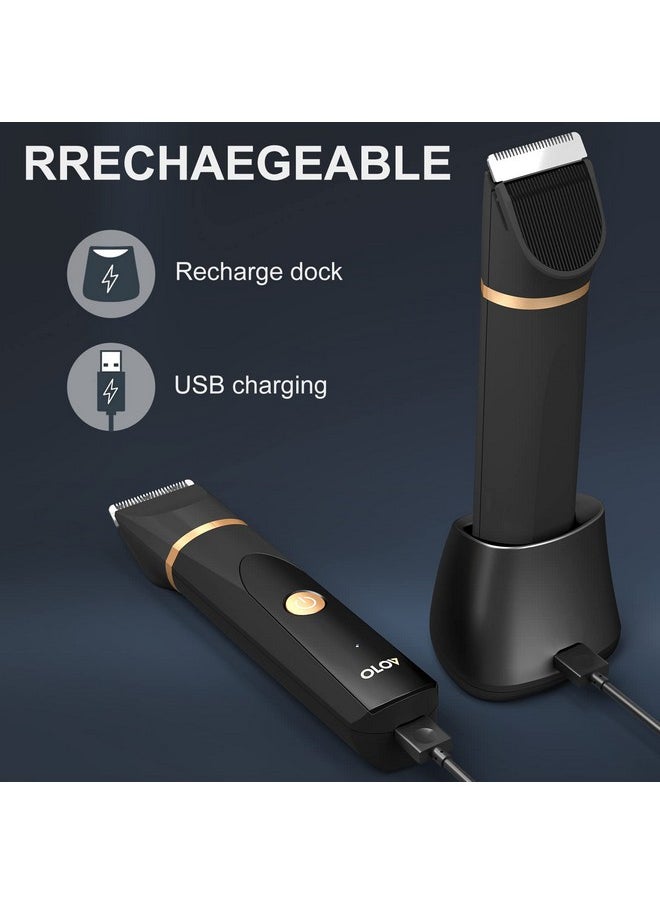 OLOV - Lov Electric Groin Hair Trimmer Ball Trimmer For Men Nose Hair Trimmer Replaceable Ceramic Blade Heads Usb Recharge Dock & Nosetrimmer Head Waterproof Male Hygiene Razor - Image 1