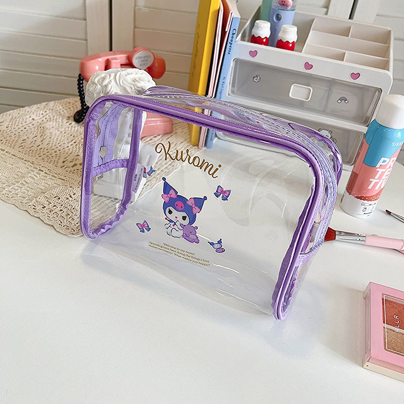 Sanrio Cartoon Transparent Pencil Case Waterproof Travel Cosmetic Bag Large Capacity 2909-50 coolomi-purple