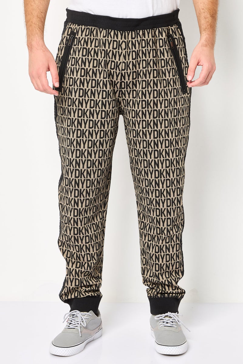 DKNY Men Regular Fit Monogram Pattern Sweatpants, Multicolor - Image 1