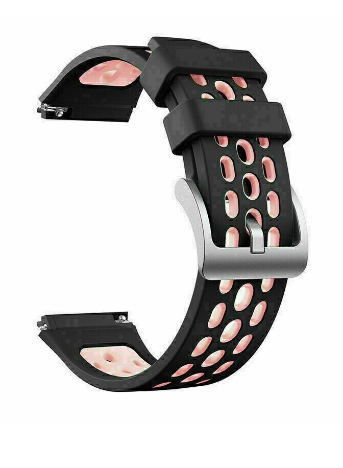 AROAQ Silicone Replacement Strap For Huawei Watch GT2 e BLACK/PINK - Image 1