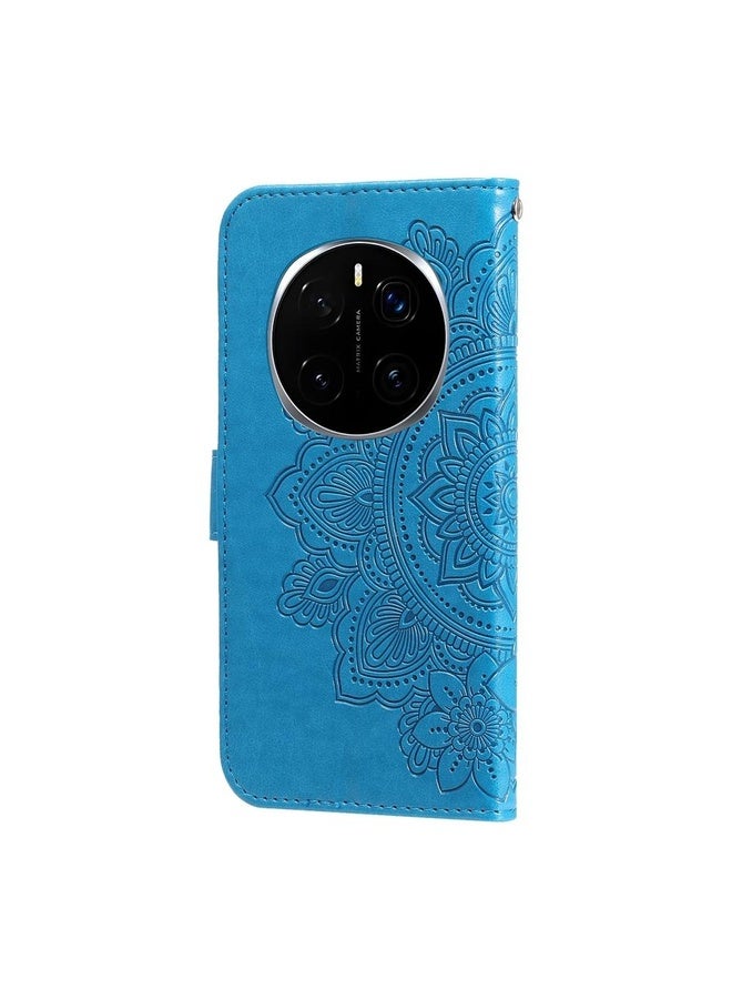 HuHa Case Cover For Honor Magic7 Pro Seven-petal Flowers Embossing Leather Phone Case(Blue) - Image 3
