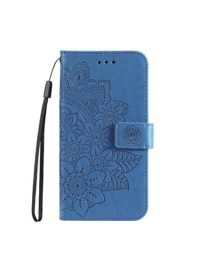 HuHa Case Cover For Honor Magic7 Pro Seven-petal Flowers Embossing Leather Phone Case(Blue) - Image 2