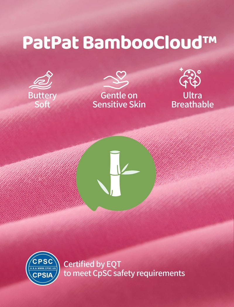 PATPAT Baby Footies Boys Girls - Bamboo Viscose - 2 Way Zipper & Non-Slip Soles Romper Mitten - Footed & Footless Infant Clothes Unisex Jumpsuit 2 Pack Raspberry/Flower/Sun 6-9 Months Beige/Pink - Image 3