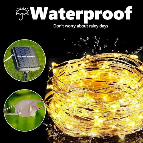 Joomer Solar Fairy Lights, 2-Pack Total 80FT 240LED Solar String Lights Outdoor Waterproof 8 Lighting Modes for Patio Fence Party Garden Yard Home Holiday Tree Outdoor Decoration (Warm White) - Image 4