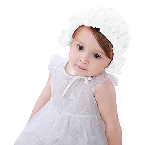 XYX Baby Girl Toddlers Breathable Lacy Bonnet Eyelet Cotton Adjustable Sun Protection Hat - Image 2