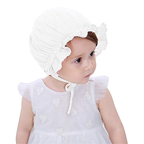 XYX Baby Girl Toddlers Breathable Lacy Bonnet Eyelet Cotton Adjustable Sun Protection Hat - Image 3