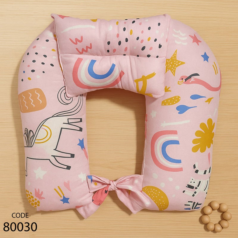 Breastfeeding Support Pillow for Mothers with Head Pillow and Washable Cover.