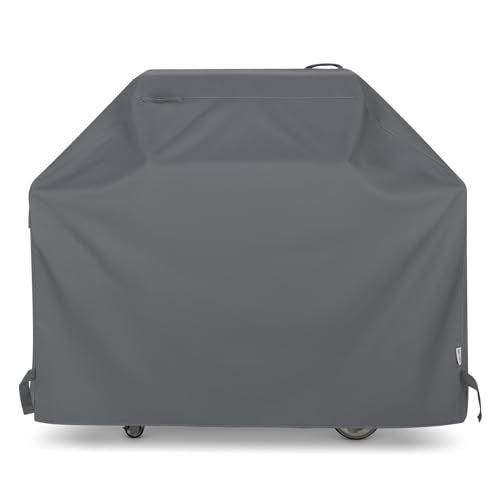 Unicook Gas Grill Cover for Outdoor Grill, 60 Inch BBQ Cover, Heavy Duty Waterproof, Fade Resistant Barbecue Protector Compatible with Weber Char-Broil Nexgrill BBQs up to 58" Wide, Gray - Image 1