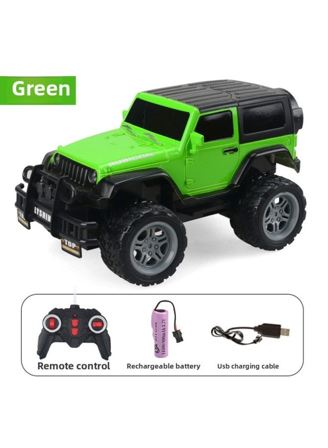 Children's Alloy Electric Remote Control Car Toy 1:18 Four-way Off-road Racing Car Wireless Remote Control High-speed Car Boy Toy-Color:6061 Green (with Light)-Proportion:1:18