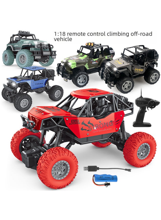 Children's Alloy Electric Remote Control Car Toy 1:18 Four-way Off-road Racing Car Wireless Remote Control High-speed Car Boy Toy-Color:6061 Green (with Light)-Proportion:1:18