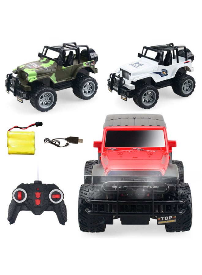 Children's Alloy Electric Remote Control Car Toy 1:18 Four-way Off-road Racing Car Wireless Remote Control High-speed Car Boy Toy-Color:6061 Green (with Light)-Proportion:1:18