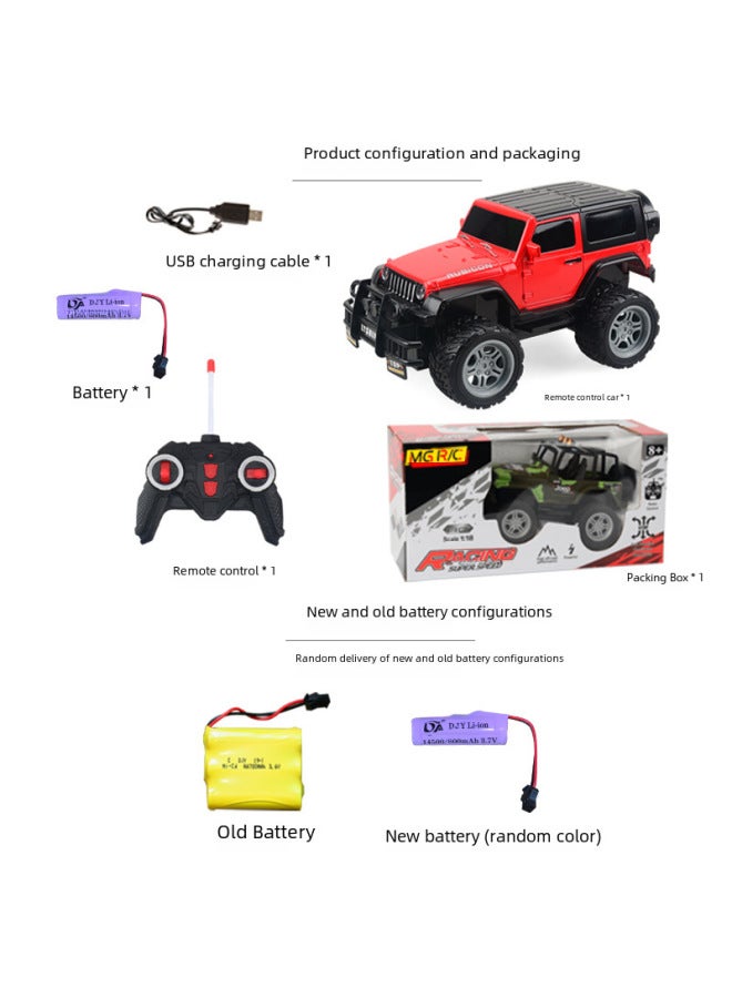 Children's Alloy Electric Remote Control Car Toy 1:18 Four-way Off-road Racing Car Wireless Remote Control High-speed Car Boy Toy-Color:6061 Green (with Light)-Proportion:1:18