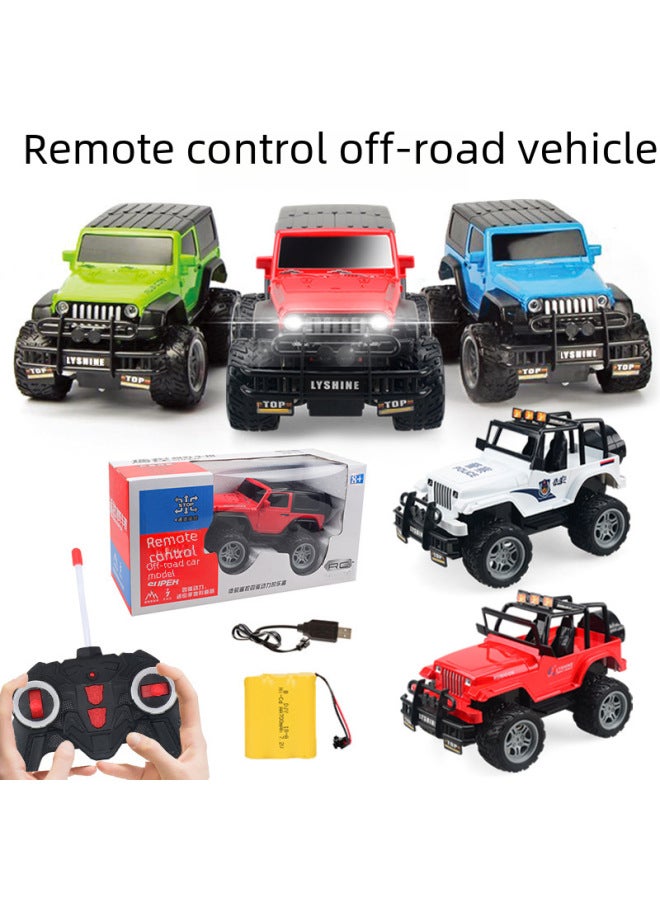 Children's Alloy Electric Remote Control Car Toy 1:18 Four-way Off-road Racing Car Wireless Remote Control High-speed Car Boy Toy-Color:6061 Green (with Light)-Proportion:1:18