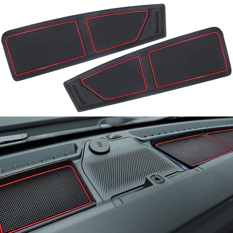 LOCOY Dash Cover Tray for Ford Bronco Accessories 2021 2022 2023 2024 2025 2026 Dashboard Mat AntiSlip Silicone Insert Anti Dust Interior Dash Pad Liner for Bronco 24Door 2pcs Red Trim - Image 3