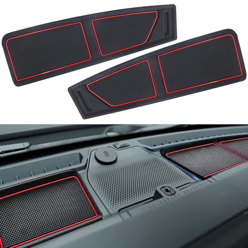 LOCOY Dash Cover Tray for Ford Bronco Accessories 2021 2022 2023 2024 2025 2026 Dashboard Mat AntiSlip Silicone Insert Anti Dust Interior Dash Pad Liner for Bronco 24Door 2pcs Red Trim - Image 1