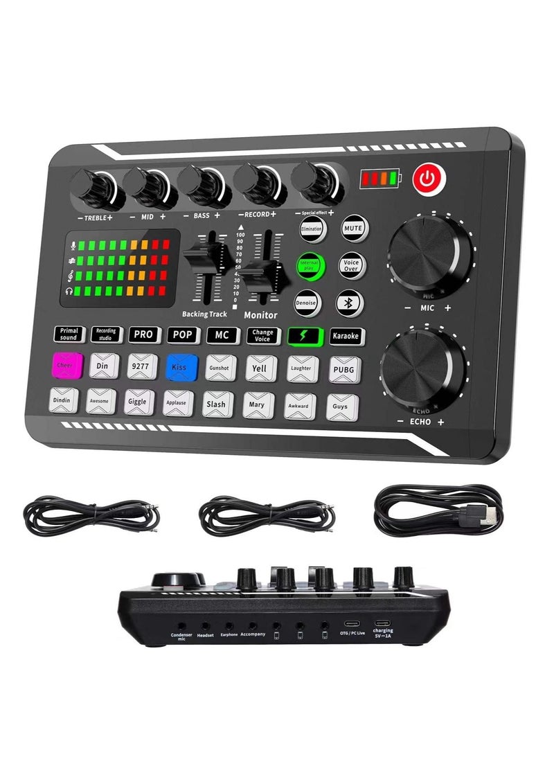 Generic - F988 Live Sound Card, Live Sound Card and Audio Interface with DJ Mixer Effects and Voice Changer, Bluetooth Stereo Audio Mixer, for YouTube Streaming - Image 1