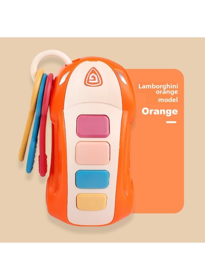 Children's Simulation Car Keys Infant Music Remote Control Toys Educational Early Education Soft Tooth Glue Can Be Chewed-Color:Music Key-orange Model-Specifications:Bagged - Image 1