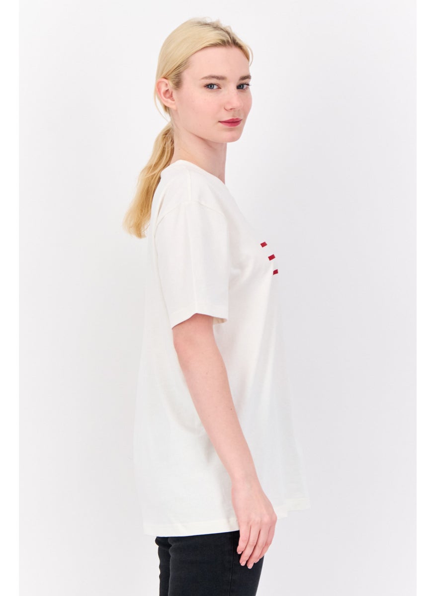 ESPRIT Women Crew Neck Short Sleeve Graphic Print T-Shirt, White  - Image 2