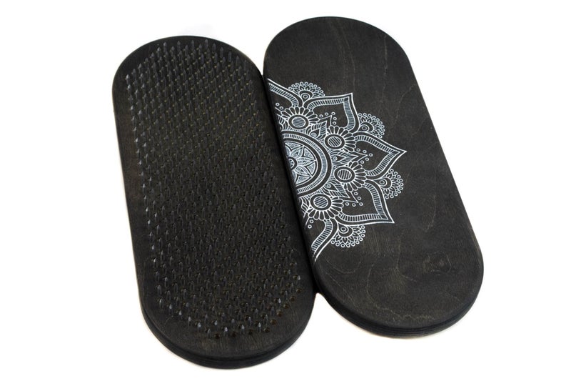 HandCraftoria Sadhu Board With Galvanic Dynamic Nails for Yoga Practice - Handmade Wooden Relaxation Board for Acupuncture Massage, Standing on Feet - Yoga Gift (Nails 0.31 Inch, 8mm) - Image 3