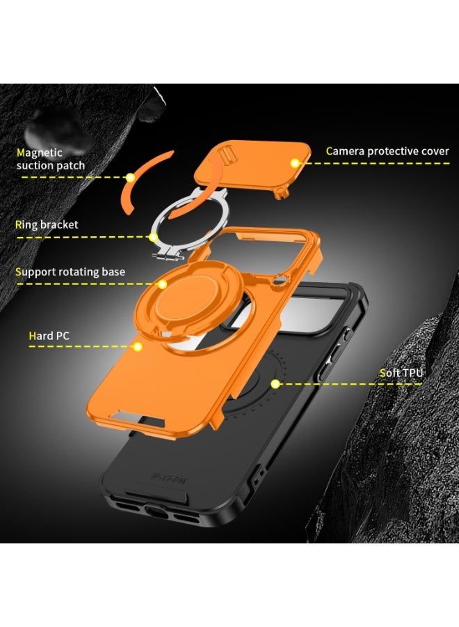 iPhone 17 Pro Max Case Cover With 360° Rotate Magnetic Ring Kickstand Phone Holder And Slide Camera Len Cover Protector Anti-drop Anti-Scratch Anti-Dust Shockproof Protective Mobile Phone Accessory - Image 2