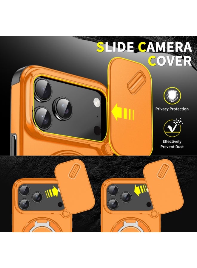 iPhone 17 Pro Max Case Cover With 360° Rotate Magnetic Ring Kickstand Phone Holder And Slide Camera Len Cover Protector Anti-drop Anti-Scratch Anti-Dust Shockproof Protective Mobile Phone Accessory - Image 4