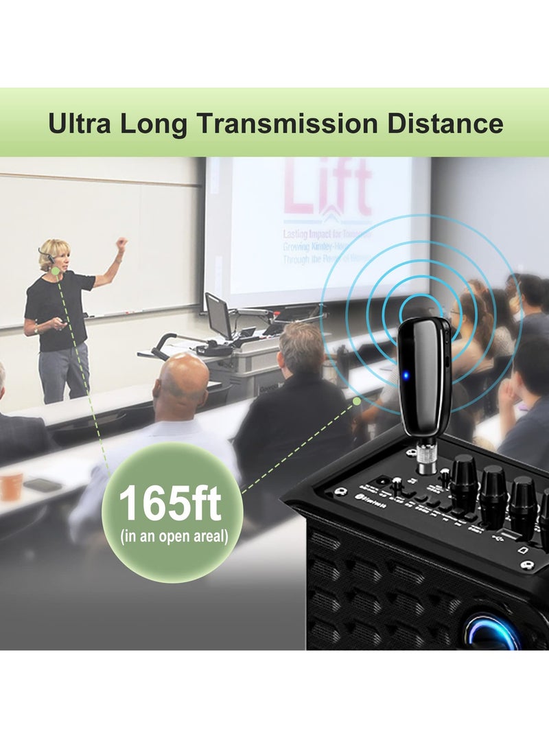 UHF Dual Wireless Microphone Headset System with 165FT Range, Perfect for Voice Amplifiers, PA Systems, Fitness Classes, and Church Events.  - Image 3