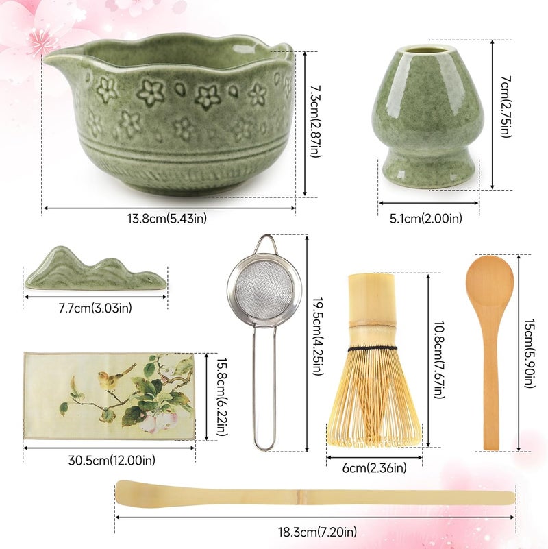 TOPSKY 8pcs Matcha tea set Japanese, Matcha Whisk Set, Matcha Bowl and Bamboo Whisk set, Tea Ceremony Set for Matcha Making, Gift for Matcha Lovers (Green) - Image 2