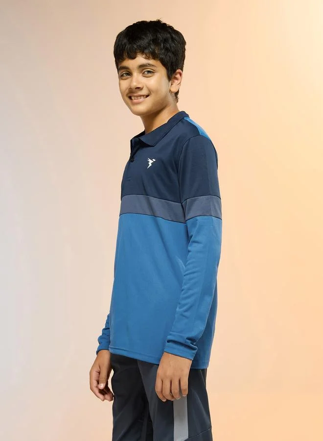 تكنوسبورت تيشيرت بولو بقصة سليم فت ونمط كتل الالوان