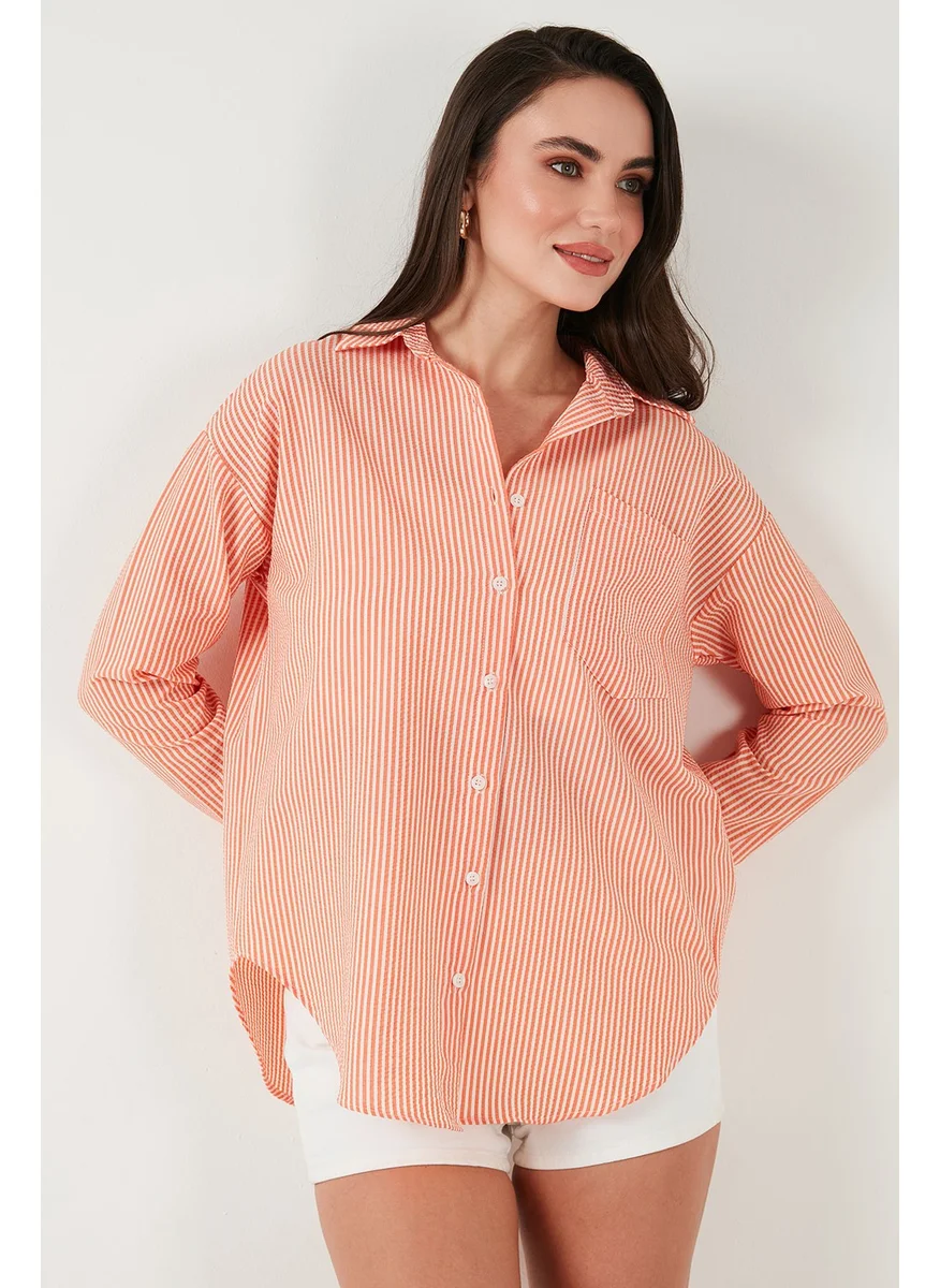 Lela Regular Fit Long Sleeve Pocket Striped Shirt Women's Shirt 6772895