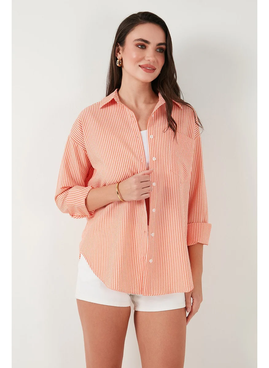 Lela Regular Fit Long Sleeve Pocket Striped Shirt Women's Shirt 6772895