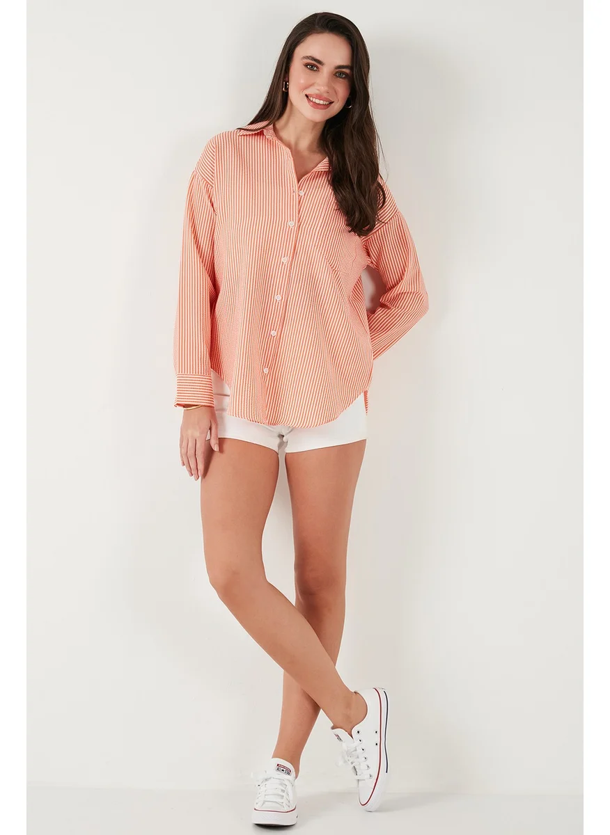 Lela Regular Fit Long Sleeve Pocket Striped Shirt Women's Shirt 6772895